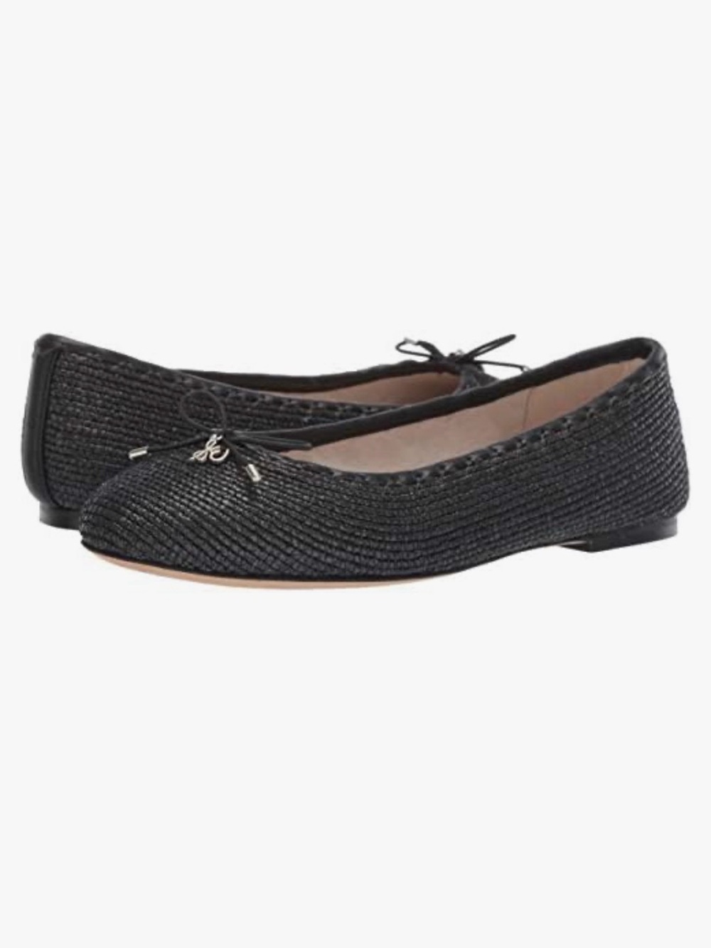 Sam Edelman Falcon Ballet Flat in the Black Raffia colorway